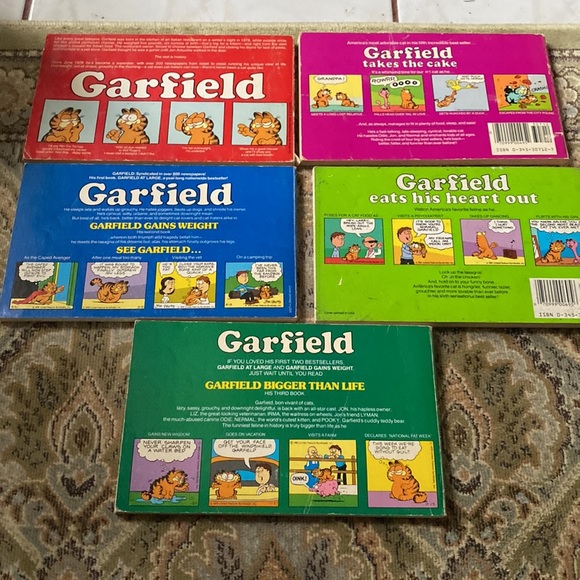 Vintage 1970s, lot of five Garfield books - Picture 2 of 2